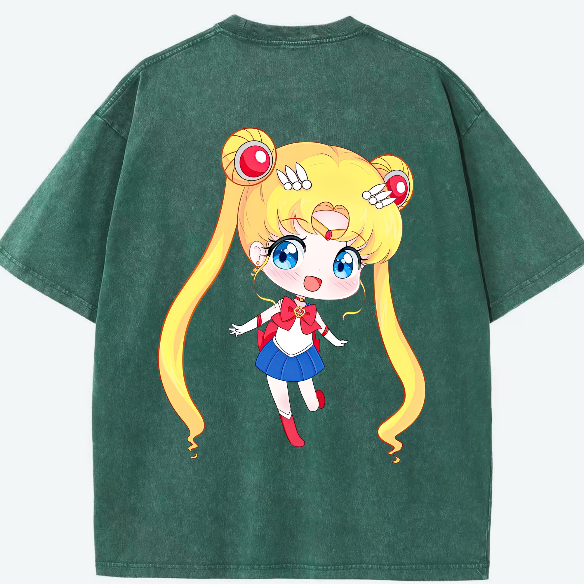 （画像用） 美少女戦士セーラームーン 月野 うさぎ つきの うさぎ Sailor Moon Tsukino Usagi 綿100% ヴィンテージ風 半袖Tシャツ（背面プリント）